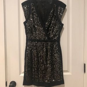 Black French Connection Silk and Sequins Dress